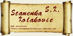 Stamenka Kolaković vizit kartica